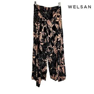 Welsan Women Casual High Waist Wrap Pants Palazzo Split Belted Wide Leg trousers